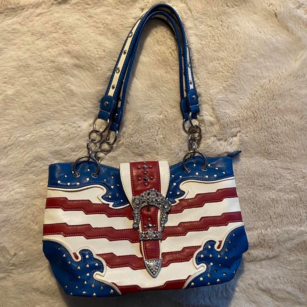 Studded and Bejeweled Patriotic Y2K Handbag / Shoulderbag / Purse